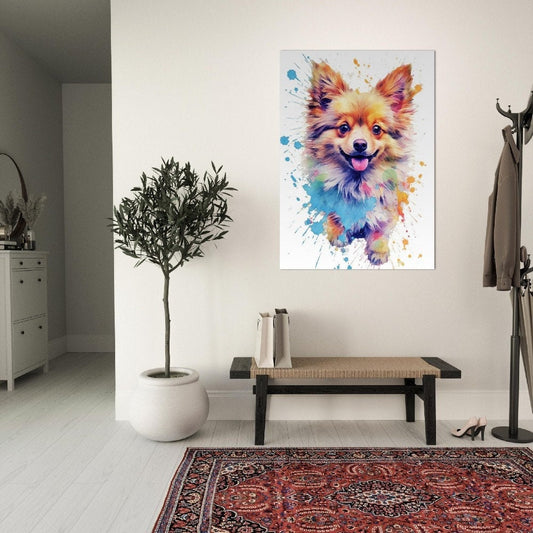 Pomeranian Poster with Free Delivery! Colorful Watercolor Nursery Poster Print, Animal Wall Art Gift for Dog Lovers, Pomie Mom, Dad - CanvasityCrafts - Free Shipping