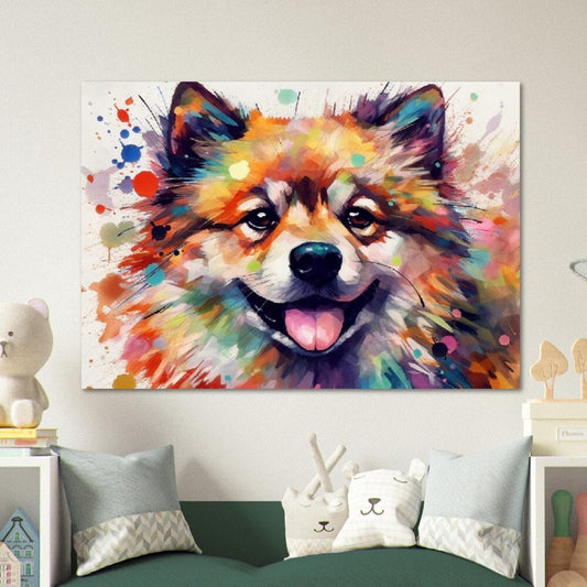 Watercolor Pomeranian Poster | Colorful Wall Art Gift for Dog Lovers, Cute Pom Mom, Pom Dad Painting - CanvasityCrafts - Free Shipping