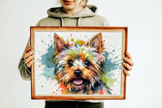 Watercolor Yorkshire Terrier Poster | Colorful Wall Art Gift for Dog Lovers, Cute Yorkie Painting for Mum or Dad - CanvasityCrafts - Free Shipping