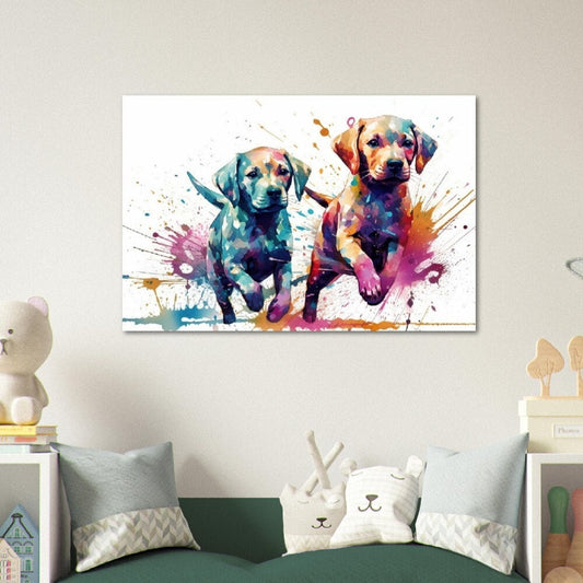 Labrador Retriever Puppies - Watercolor Poster Print | Colorful Wall Art Gift for Dog Lovers, Lab Mom or Dad. Puppy love - CanvasityCrafts - Free Shipping