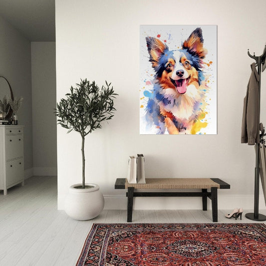 Papillon Poster with Free Delivery! Colorful Watercolor Nursery Poster Print, Animal Wall Art Gift for Dog Lovers, Pappy Mom, Dad - CanvasityCrafts - Free Shipping