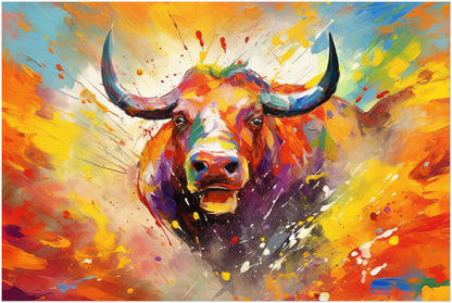 Charging Bull Poster - Free Shipping! Colorful Animal Wall Art Print - Gift for Farmer, Dad, Grandad, Matador - CanvasityCrafts - Free Shipping