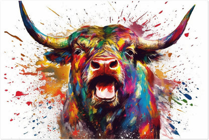 Charging Bull Poster - Free Shipping! Colorful Animal Wall Art Print - Gift for Farmer, Dad, Grandad, Matador - CanvasityCrafts - Free Shipping