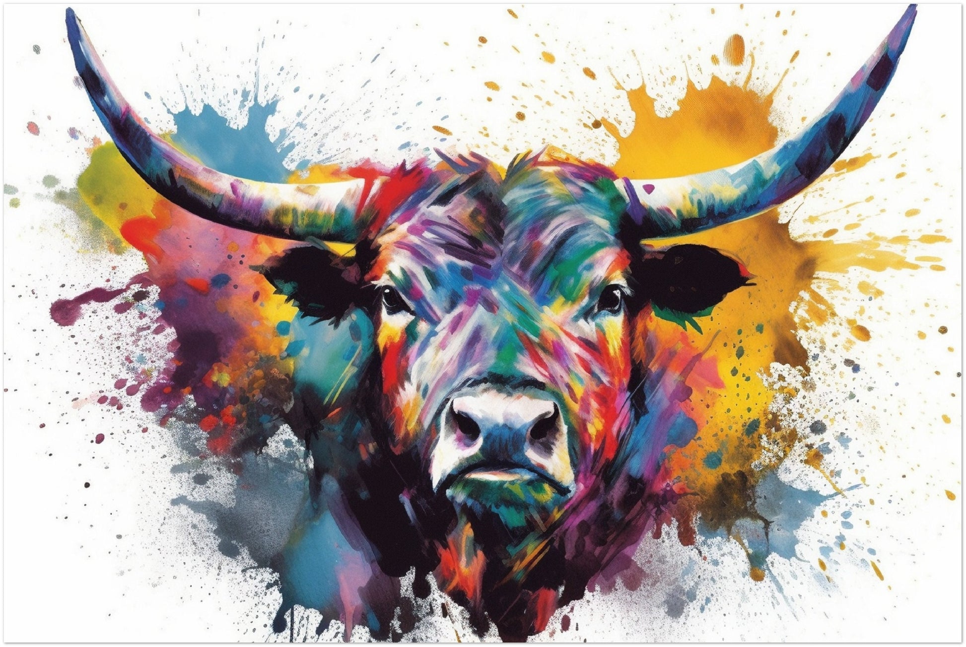 Charging Bull Poster - Free Shipping! Colorful Animal Wall Art Print - Gift for Farmer, Dad, Grandad, Matador - CanvasityCrafts - Free Shipping