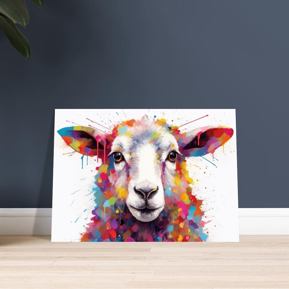 Colorful Sheep Poster - Free Shipping! Colorful Animal Wall Art Print - Gift for Farmer, Dad, Grandad, Shepherd, Mum. Farm Nursery Print - CanvasityCrafts - Free Shipping