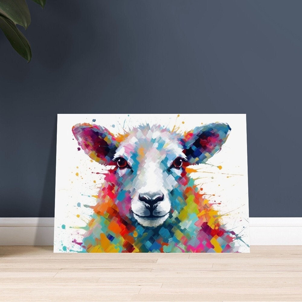 Colorful Sheep Poster - Free Shipping! Colorful Animal Wall Art Print - Gift for Farmer, Dad, Grandad, Shepherd, Mum. Farm Nursery Print - CanvasityCrafts - Free Shipping