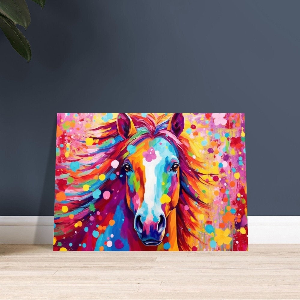 Colorful Horse Poster. Colorful Animal Wall Art Floral Inspired Print. Gift for horse rider, farmer, mom. Farm Nursery Print, Bedroom Art - CanvasityCrafts - Free Shipping