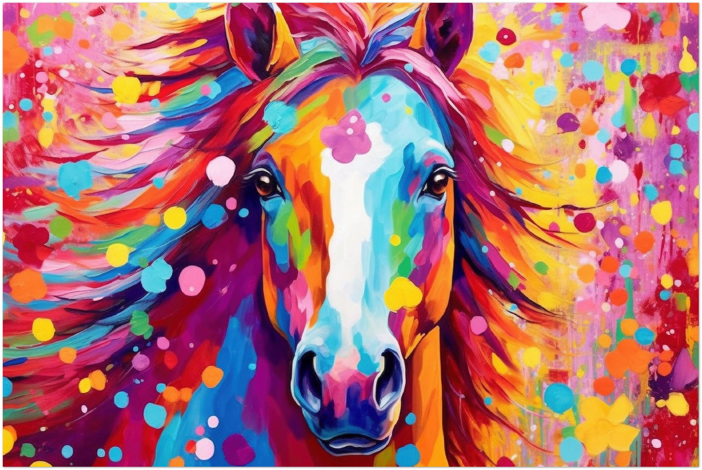 Colorful Horse Poster. Colorful Animal Wall Art Floral Inspired Print. Gift for horse rider, farmer, mom. Farm Nursery Print, Bedroom Art - CanvasityCrafts - Free Shipping