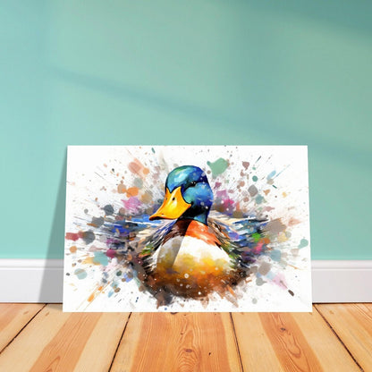 Colorful Duck Poster. Rainbow Animal Wall Art Floral Print. Gift for duck lover, farmer, mom. Nursery Print, Bedroom Bathroom Office Art - CanvasityCrafts - Free Shipping