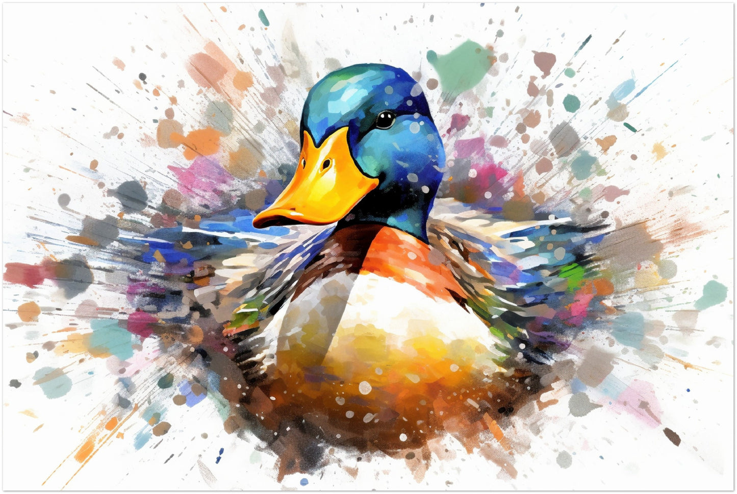 Colorful Duck Poster. Rainbow Animal Wall Art Floral Print. Gift for duck lover, farmer, mom. Nursery Print, Bedroom Bathroom Office Art - CanvasityCrafts - Free Shipping