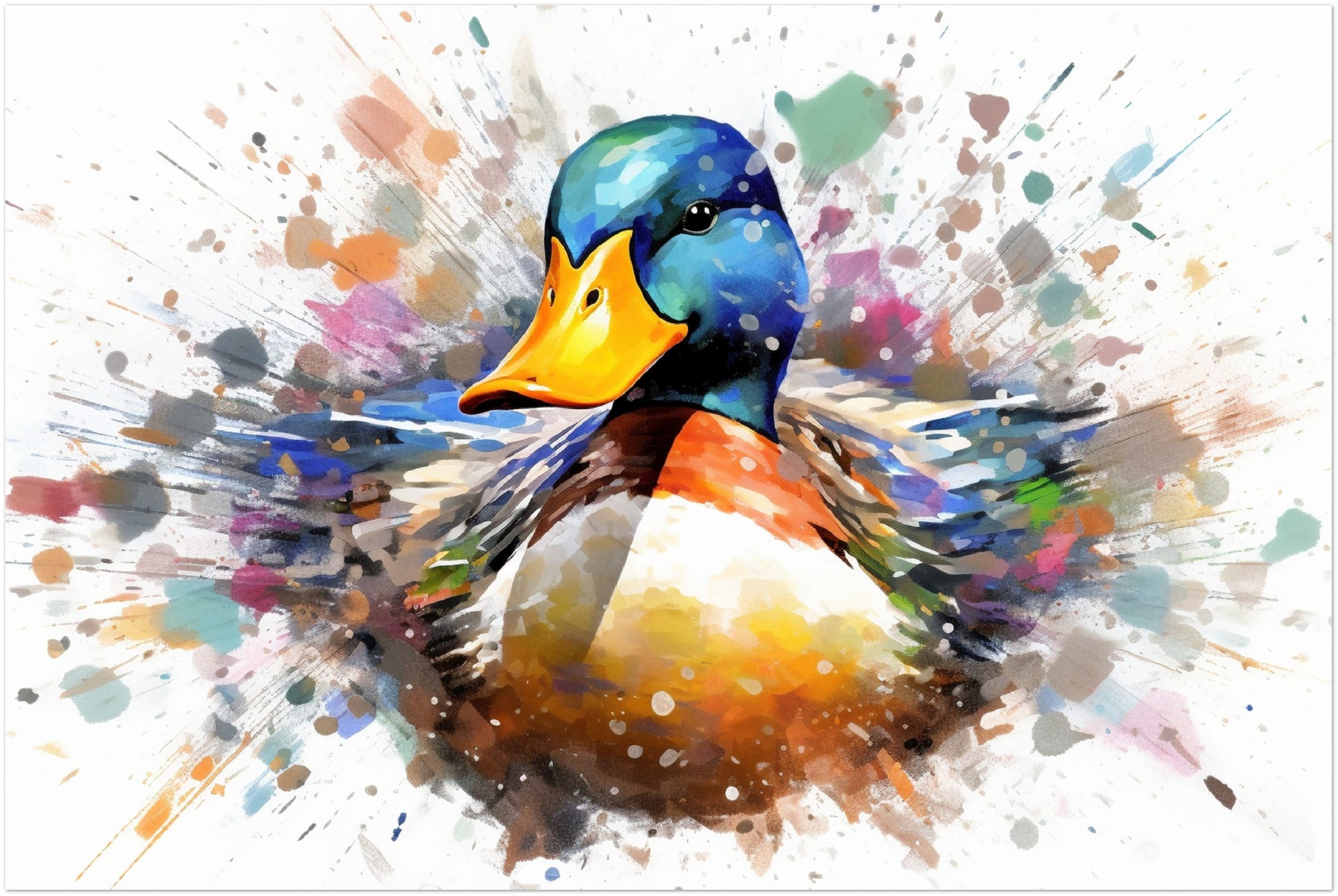 Colorful Duck Poster. Rainbow Animal Wall Art Floral Print. Gift for duck lover, farmer, mom. Nursery Print, Bedroom Bathroom Office Art - CanvasityCrafts - Free Shipping