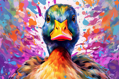 Colorful Duck Poster. Rainbow Animal Wall Art Floral Print. Gift for duck lover, farmer, mom. Nursery Print, Bedroom Bathroom Office Art - CanvasityCrafts - Free Shipping