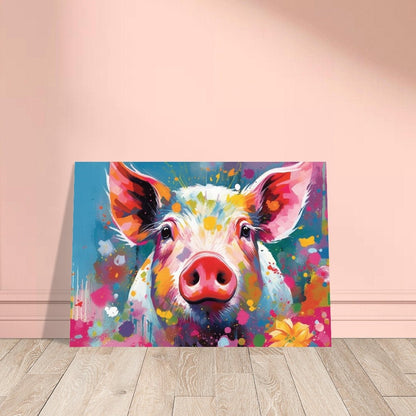 Colorful Pig Poster. Rainbow Animal Wall Art Floral Print. Gift for piglet lover, farmer, mom. Nursery Print, Bedroom Bathroom Office Art - CanvasityCrafts - Free Shipping