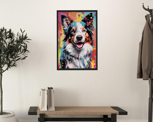 Pop Art Border Collie Poster Print. Black & Tan. Colorful Watercolor Collie Painting Gift, Rainbow Animal Wall Art. Collie Mom, Sheep dog - CanvasityCrafts - Free Shipping