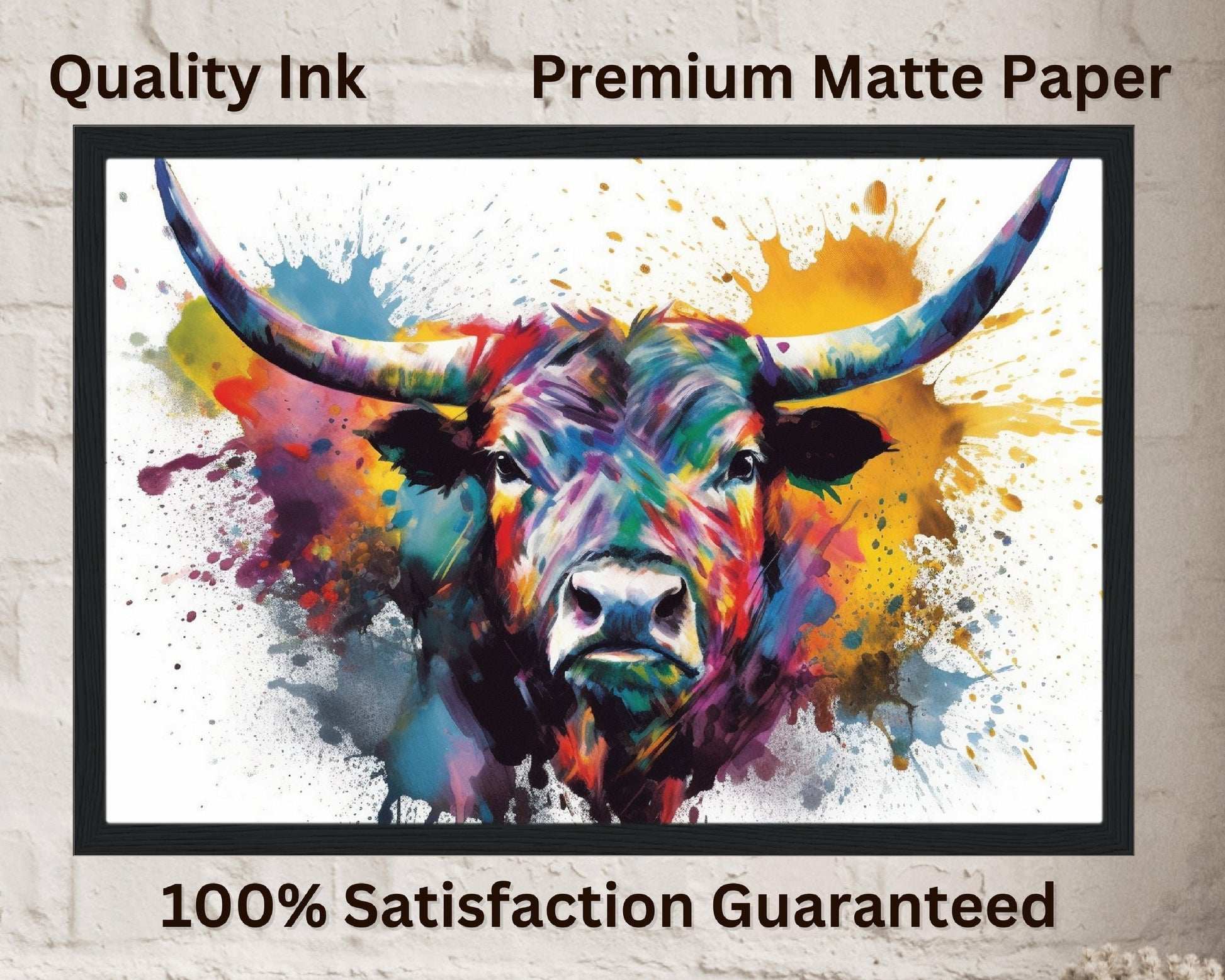 Charging Bull Poster - Free Shipping! Colorful Animal Wall Art Print - Gift for Farmer, Dad, Grandad, Matador - CanvasityCrafts - Free Shipping