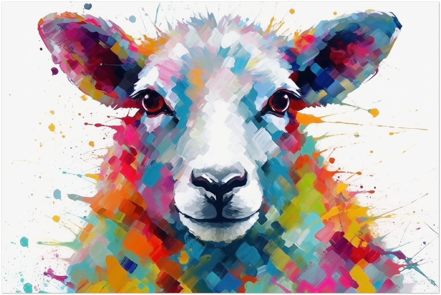 Colorful Sheep Poster - Free Shipping! Colorful Animal Wall Art Print - Gift for Farmer, Dad, Grandad, Shepherd, Mum. Farm Nursery Print - CanvasityCrafts - Free Shipping