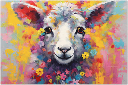 Colorful Sheep / Lamb Poster. Colorful Animal Wall Art Print - Gift for Farmer, Dad, Grandad, Florist, Shepherd, Mum. Farm Nursery Print - CanvasityCrafts - Free Shipping