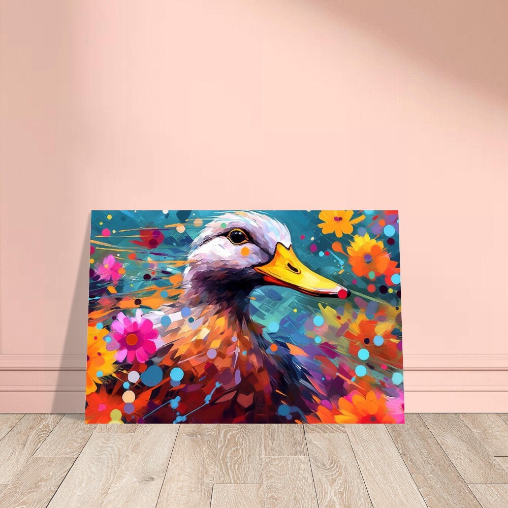 Colorful Duck Poster. Rainbow Animal Wall Art Floral Print. Gift for duck lover, farmer, mom. Nursery Print, Bedroom Bathroom Office Art - CanvasityCrafts - Free Shipping