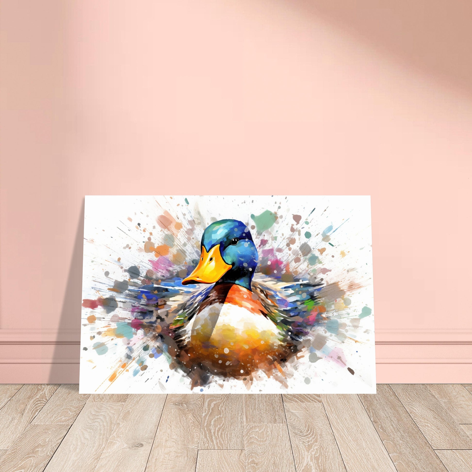 Colorful Duck Poster. Rainbow Animal Wall Art Floral Print. Gift for duck lover, farmer, mom. Nursery Print, Bedroom Bathroom Office Art - CanvasityCrafts - Free Shipping