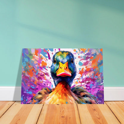 Colorful Duck Poster. Rainbow Animal Wall Art Floral Print. Gift for duck lover, farmer, mom. Nursery Print, Bedroom Bathroom Office Art - CanvasityCrafts - Free Shipping