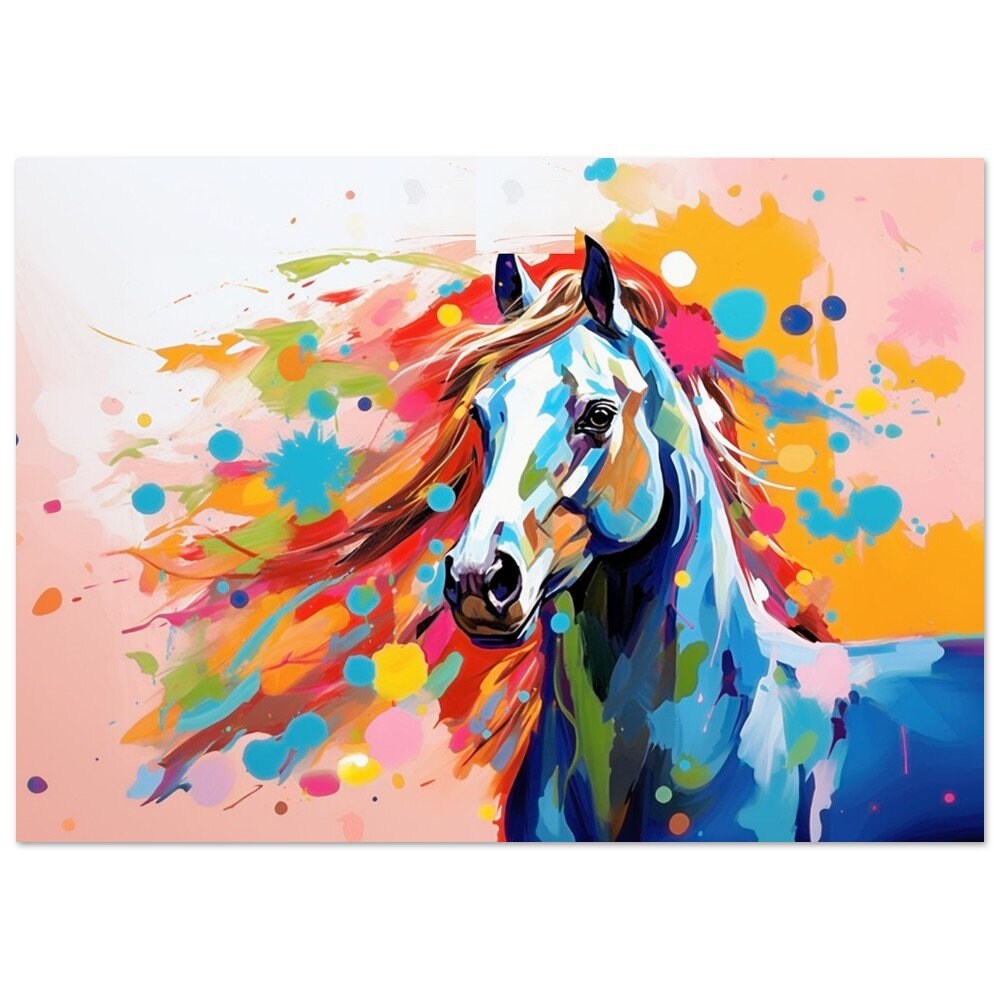 Colorful Horse Poster. Colorful Animal Wall Art Floral Inspired Print. Gift for horse rider, farmer, mom. Farm Nursery Print, Bedroom Art - CanvasityCrafts - Free Shipping