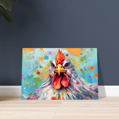 Colorful Chicken Poster. Rainbow Animal Wall Art Floral Print. Gift for hen lover, farmer, mom. Nursery Print, Bedroom Bathroom Office Art - CanvasityCrafts - Free Shipping