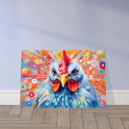 Colorful Chicken Poster. Rainbow Animal Wall Art Floral Print. Gift for hen lover, farmer, mom. Nursery Print, Bedroom Bathroom Office Art - CanvasityCrafts - Free Shipping