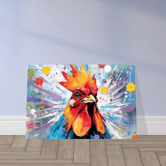 Colorful Rooster Poster. Rainbow Animal Wall Art Floral Print. Gift for hen lover, farmer, mom. Nursery Print, Bedroom Bathroom Office Art - CanvasityCrafts - Free Shipping