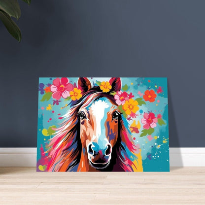 Colorful Horse Poster. Colorful Animal Wall Art Floral Inspired Print. Gift for horse rider, farmer, mom. Farm Nursery Print, Bedroom Art - CanvasityCrafts - Free Shipping