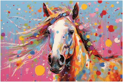 Colorful Horse Poster. Rainbow Animal Wall Art Floral Print. Gift for horse rider, farmer, mom. Farm Nursery Decor, Bedroom, Splatter Paint - CanvasityCrafts - Free Shipping