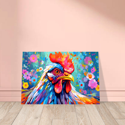 Colorful Rooster Poster. Rainbow Animal Wall Art Floral Print. chicken lover gift, farmer, mom. Nursery Print, Bedroom Bathroom Office Art - CanvasityCrafts - Free Shipping