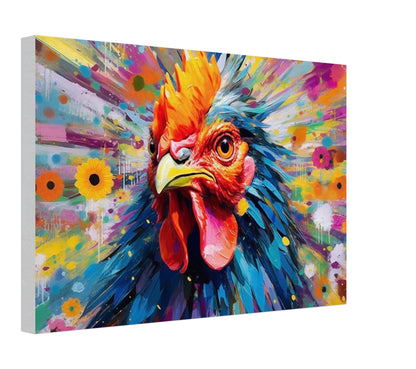 Colorful Rooster Canvas Wall Art Print Picture for Farmers, Home Office, Living Room Decor, Dad, Mom. Chicken Farm Art - CanvasityCrafts - Free Shipping