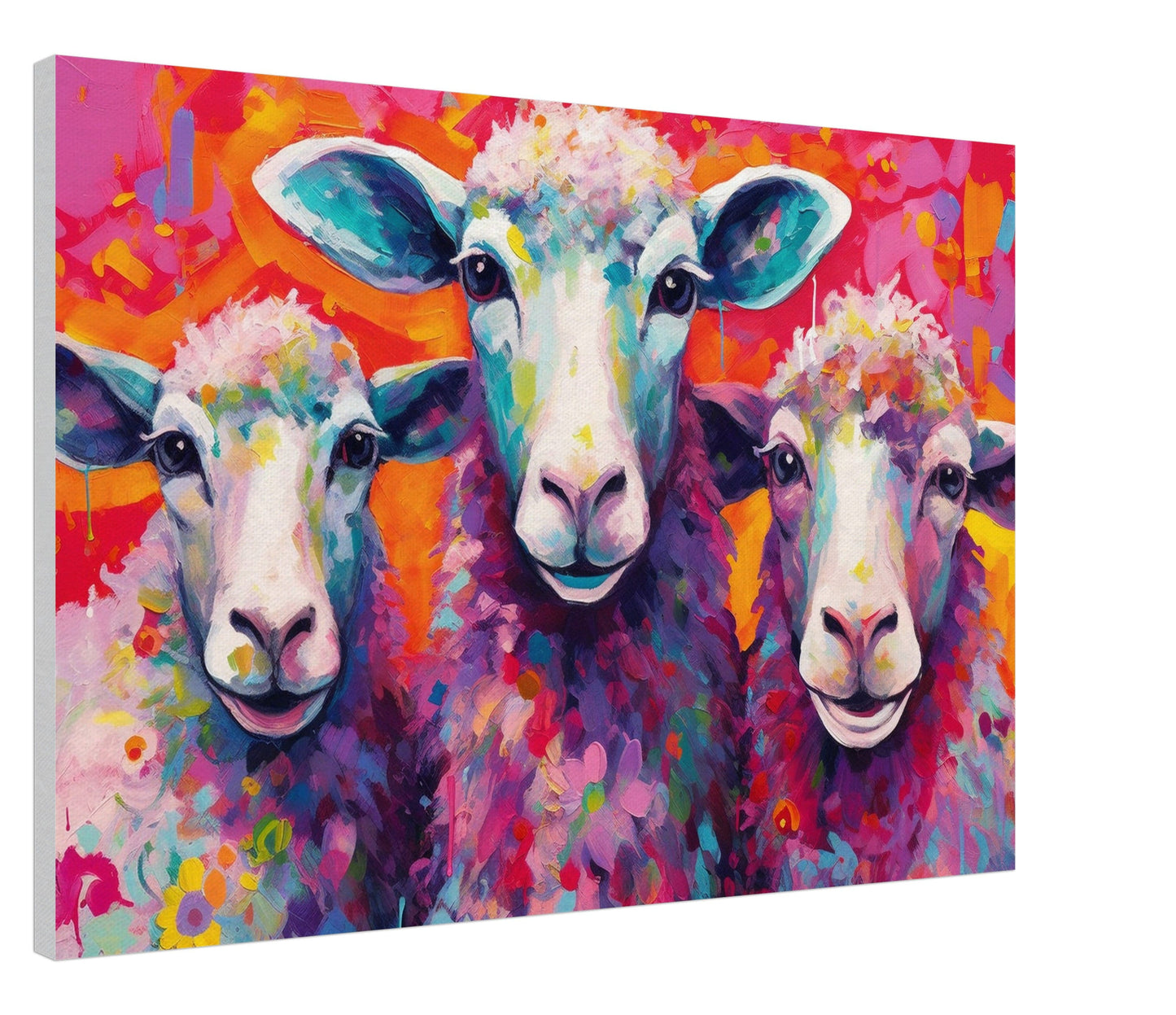 Colorful Sheep / Lamb Canvas Wall Art Print Picture for Farmers, Home Office, Living Room Decor, Dad, Mom. Farm Art - CanvasityCrafts - Free Shipping