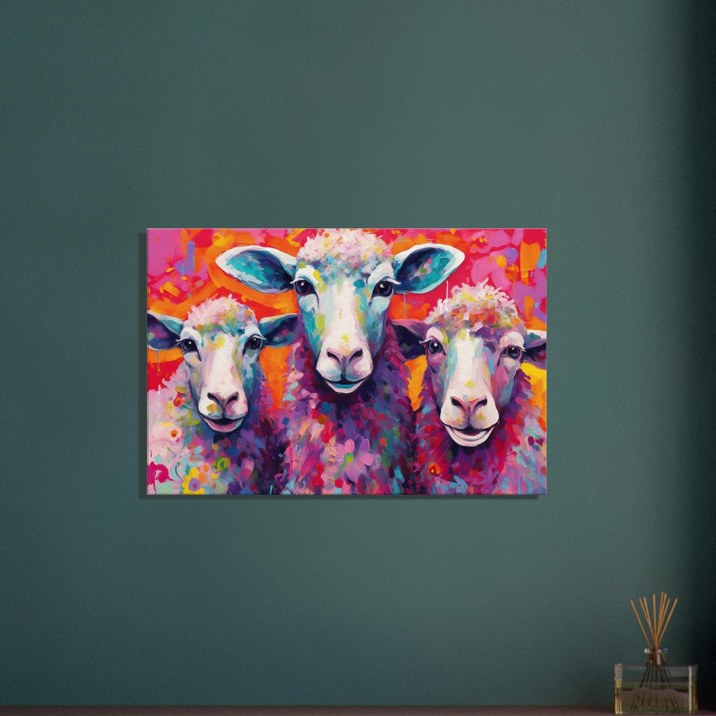 Colorful Sheep / Lamb Canvas Wall Art Print Picture for Farmers, Home Office, Living Room Decor, Dad, Mom. Farm Art - CanvasityCrafts - Free Shipping