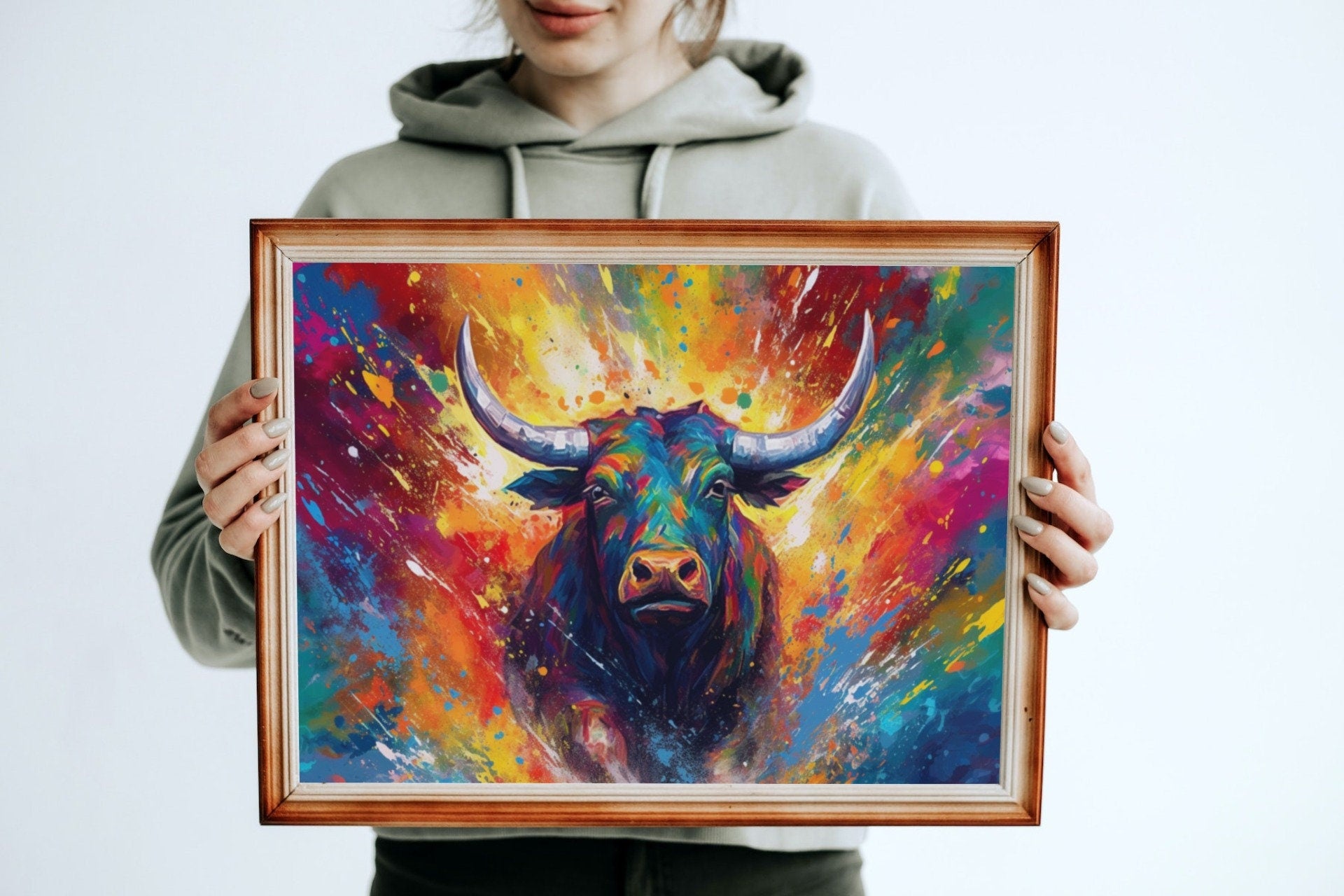 Charging Bull Poster - Free Shipping! Colorful Animal Wall Art Print - Gift for Farmer, Dad, Grandad, Matador - CanvasityCrafts - Free Shipping