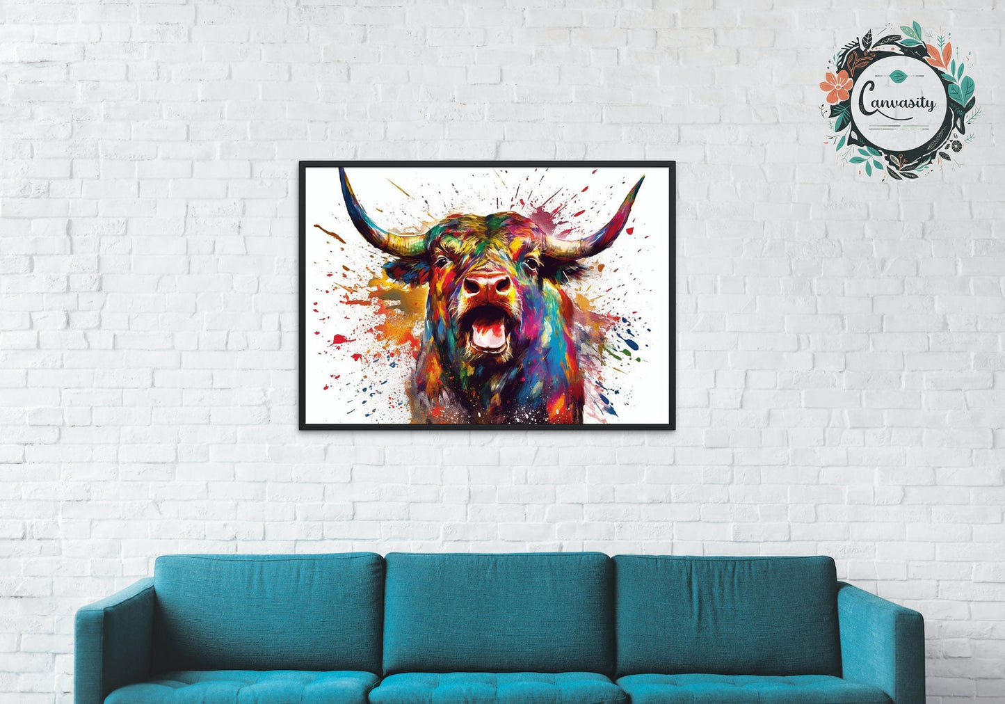 Charging Bull Poster - Free Shipping! Colorful Animal Wall Art Print - Gift for Farmer, Dad, Grandad, Matador - CanvasityCrafts - Free Shipping