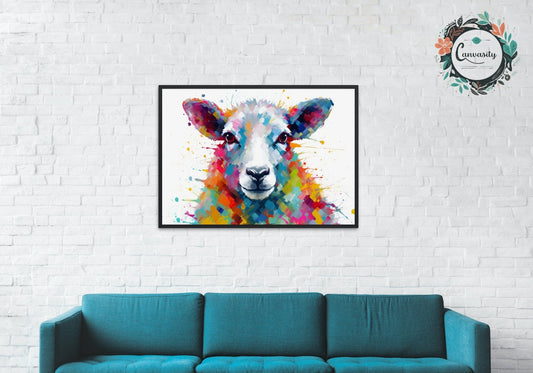 Colorful Sheep Poster - Free Shipping! Colorful Animal Wall Art Print - Gift for Farmer, Dad, Grandad, Shepherd, Mum. Farm Nursery Print - CanvasityCrafts - Free Shipping