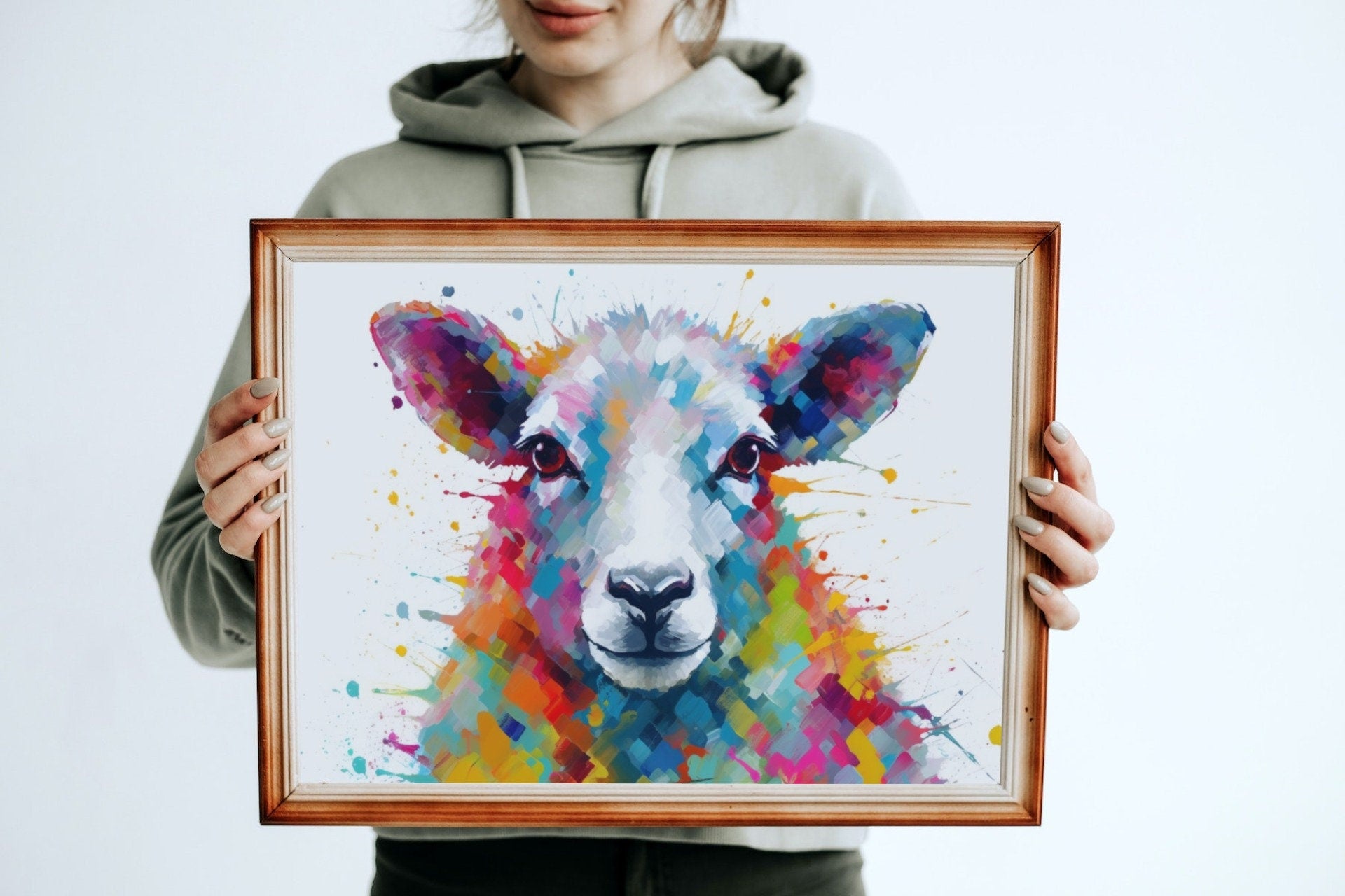 Colorful Sheep Poster - Free Shipping! Colorful Animal Wall Art Print - Gift for Farmer, Dad, Grandad, Shepherd, Mum. Farm Nursery Print - CanvasityCrafts - Free Shipping