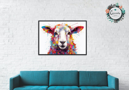 Colorful Sheep Poster - Free Shipping! Colorful Animal Wall Art Print - Gift for Farmer, Dad, Grandad, Shepherd, Mum. Farm Nursery Print - CanvasityCrafts - Free Shipping