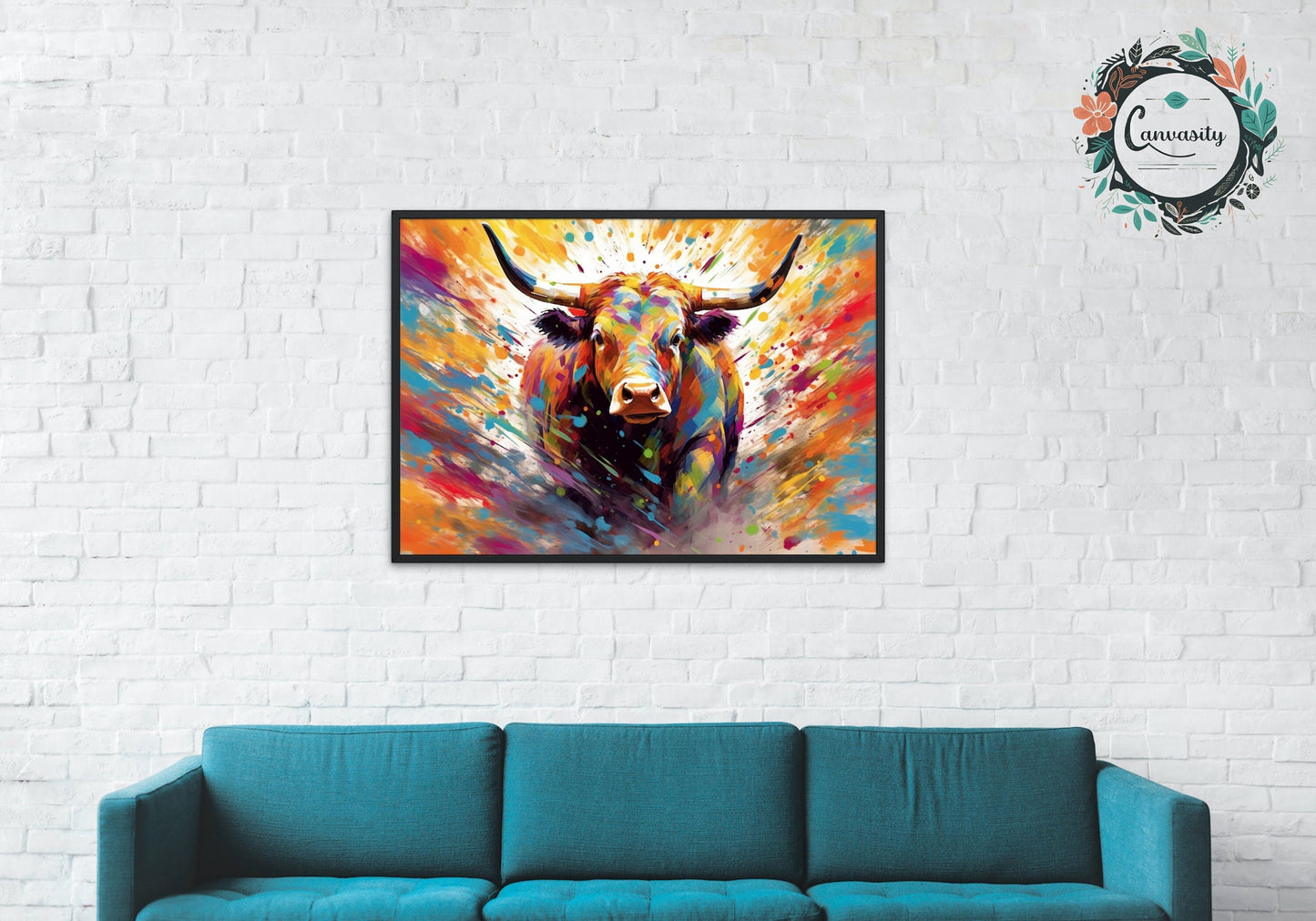 Charging Bull Poster - Free Shipping! Colorful Animal Wall Art Print - Gift for Farmer, Dad, Grandad, Matador - CanvasityCrafts - Free Shipping