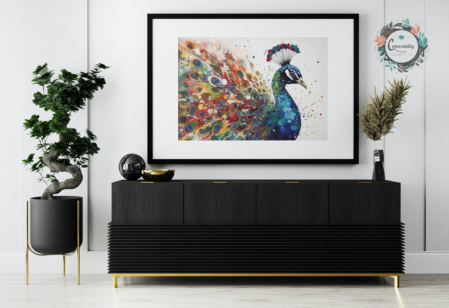 Watercolor Peacock Wall Art Print - Unframed Colorful Gift for Bird Lovers, Farmer, Mom or Dad, Bird Painting - CanvasityCrafts - Free Shipping