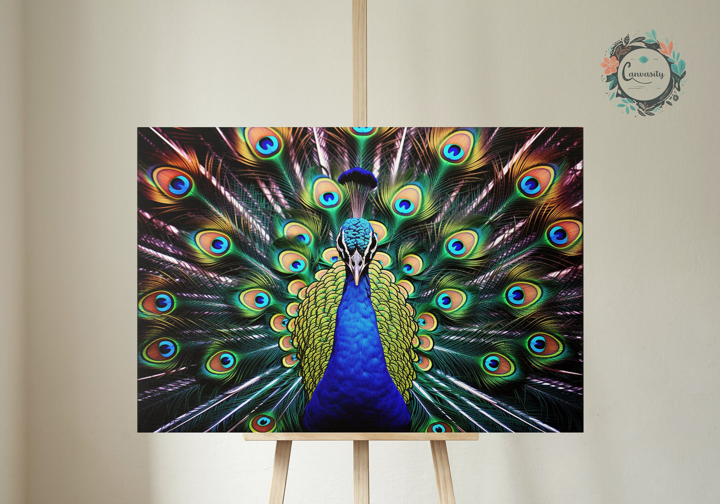 Impressive Peacock Wall Art Print - Unframed Gorgeous Vibrant Gift for Bird Lovers, Farmer, Mom or Dad, Bird Painting - CanvasityCrafts - Free Shipping