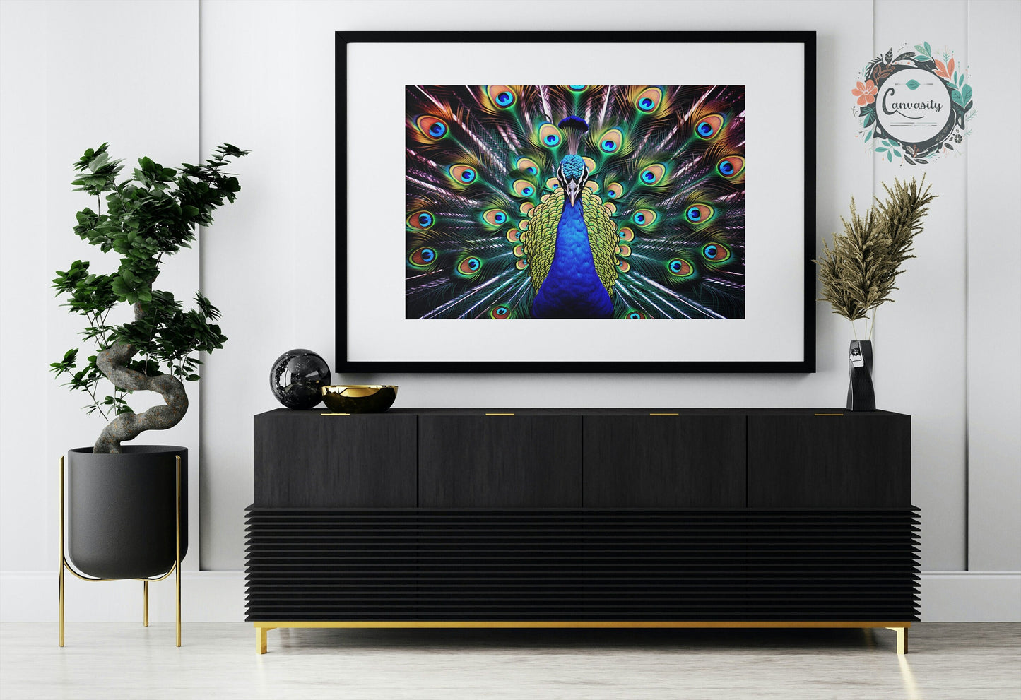 Impressive Peacock Wall Art Print - Unframed Gorgeous Vibrant Gift for Bird Lovers, Farmer, Mom or Dad, Bird Painting - CanvasityCrafts - Free Shipping