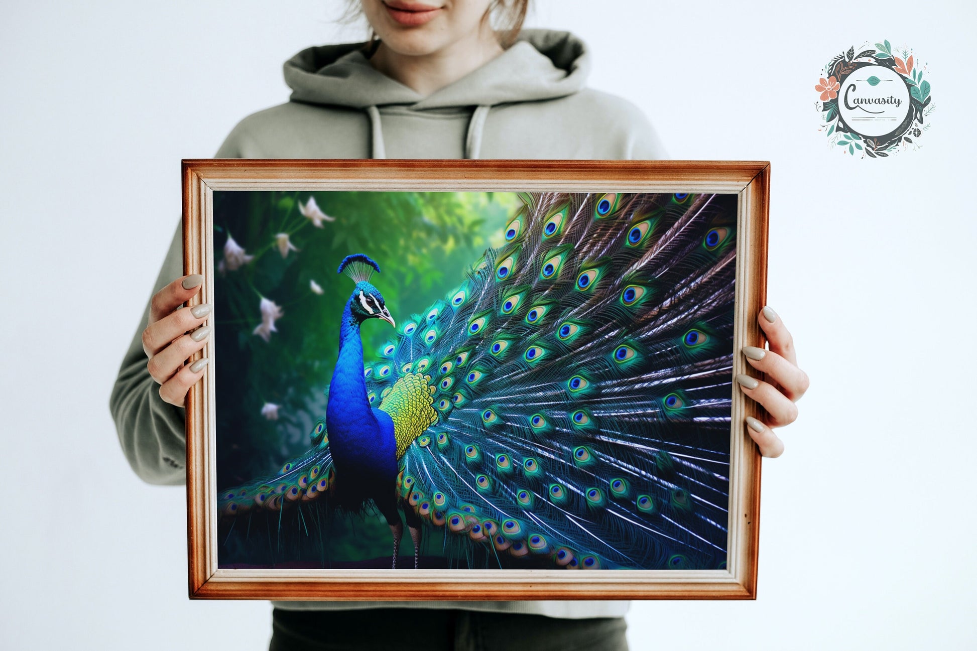 Majestic Peacock Wall Art Print - Unframed Colorful Gift for Bird Lovers, Farmer, Mom or Dad, Bird Painting - CanvasityCrafts - Free Shipping