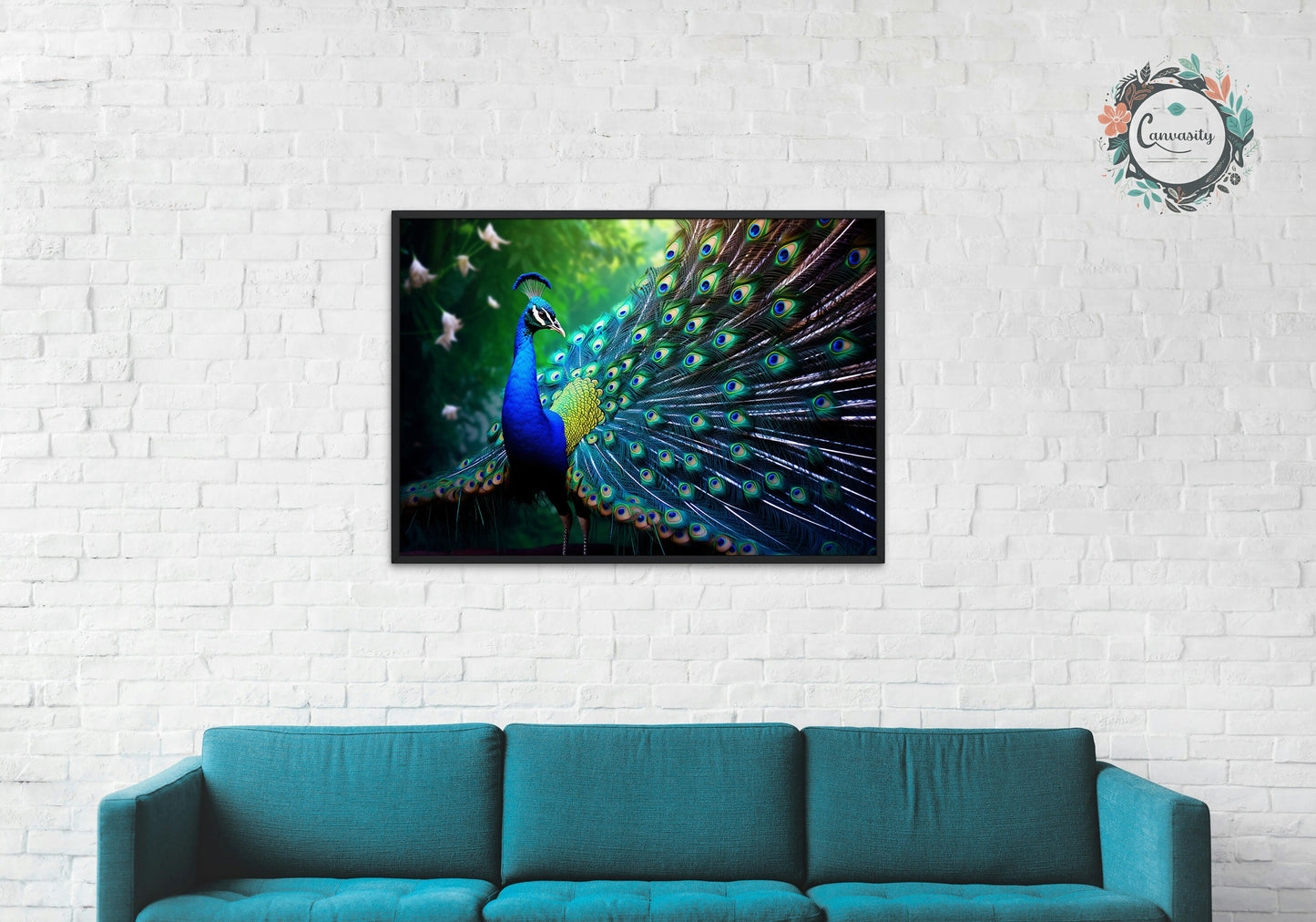 Majestic Peacock Wall Art Print - Unframed Colorful Gift for Bird Lovers, Farmer, Mom or Dad, Bird Painting - CanvasityCrafts - Free Shipping