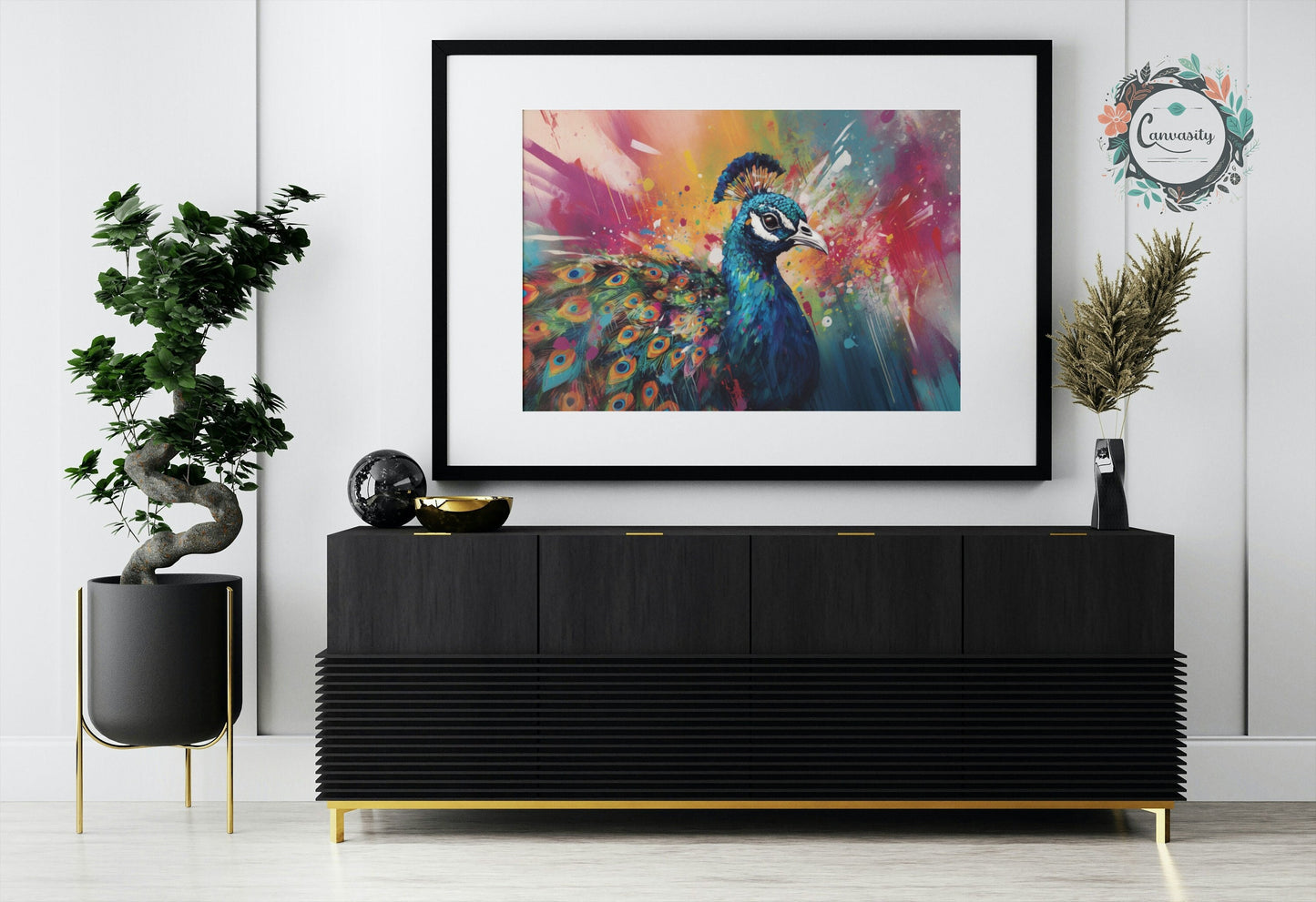 Watercolor Peacock Wall Art Print - Unframed Colorful Gift for Bird Lovers, Farmer, Mom or Dad, Bird Painting - CanvasityCrafts - Free Shipping