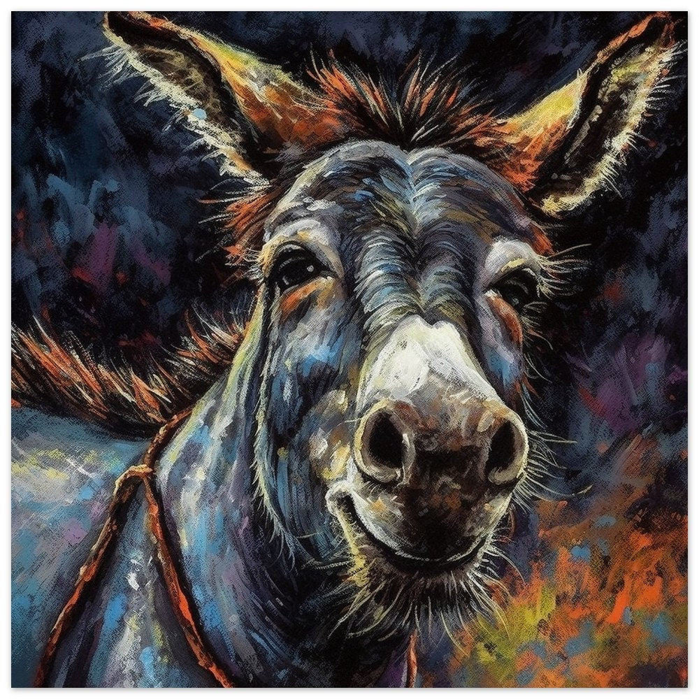 Vintage Donkey Unframed Print Oil Painting Style - Wildlife Animal Wall Art, Farm Animal, Farmer Gift - CanvasityCrafts - Free Shipping