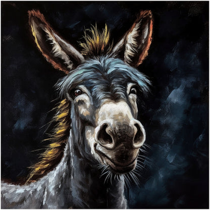 Happy Donkey! Unframed Print Oil Painting Style - Wildlife Animal Wall Art, Farm Animal, Farmer Gift - CanvasityCrafts - Free Shipping