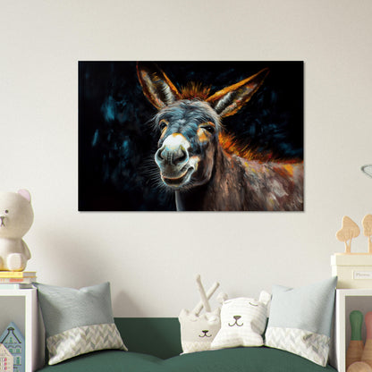 Happy Donkey! Unframed Print Oil Painting Style - Wildlife Animal Wall Art, Farm Animal, Farmer Gift - CanvasityCrafts - Free Shipping