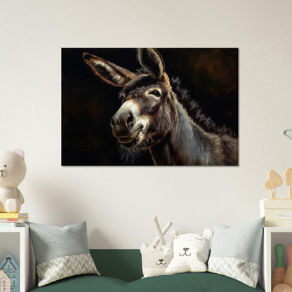 Happy Donkey! Unframed Print Oil Painting Style - Wildlife Animal Wall Art, Farm Animal, Farmer Gift - CanvasityCrafts - Free Shipping